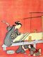 Japan: A young woman weaves cloth while a naughty boy peeks up her dress. Suzuki Harunobu (1724-1770)